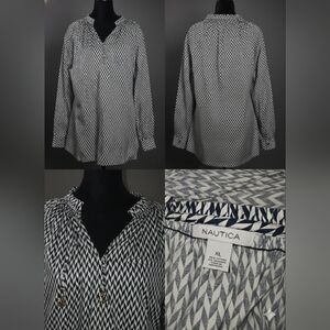 NAUTICA BLUE AND WHITE TOP